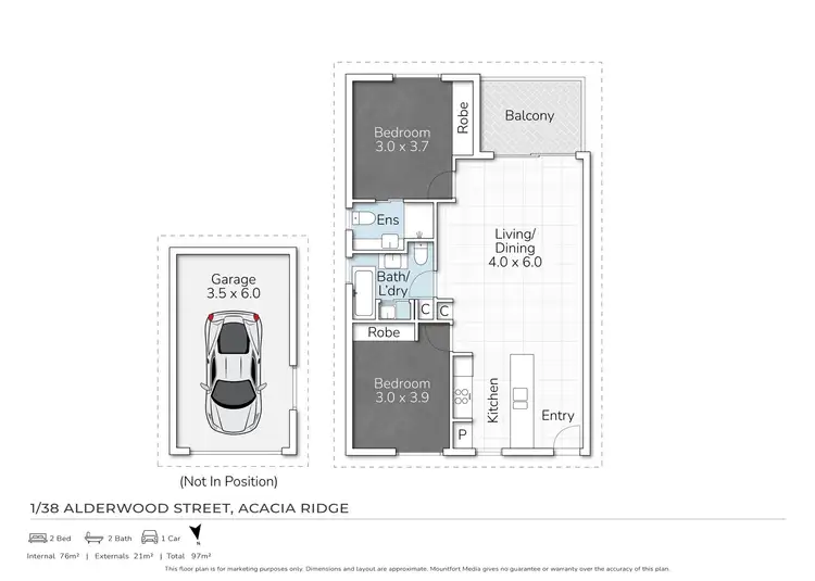Floorplan of Homely unit listing, 1/38 Alderwood Street, Acacia Ridge QLD 4110