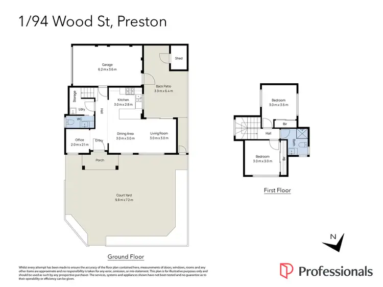 Floorplan of Homely townhouse listing, 1/94 Wood Street, Preston VIC 3072