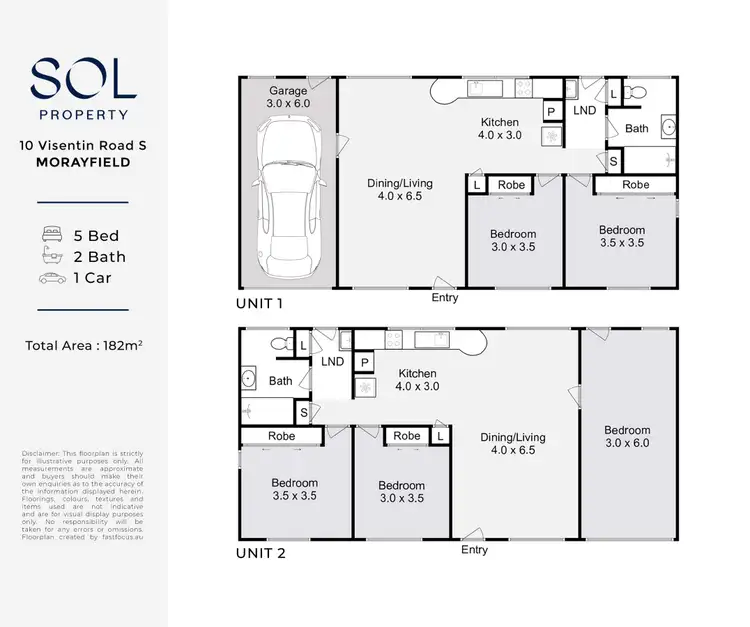 Floorplan of Homely semi-detached listing, 1&2/10 Visentin  Road South, Morayfield QLD 4506