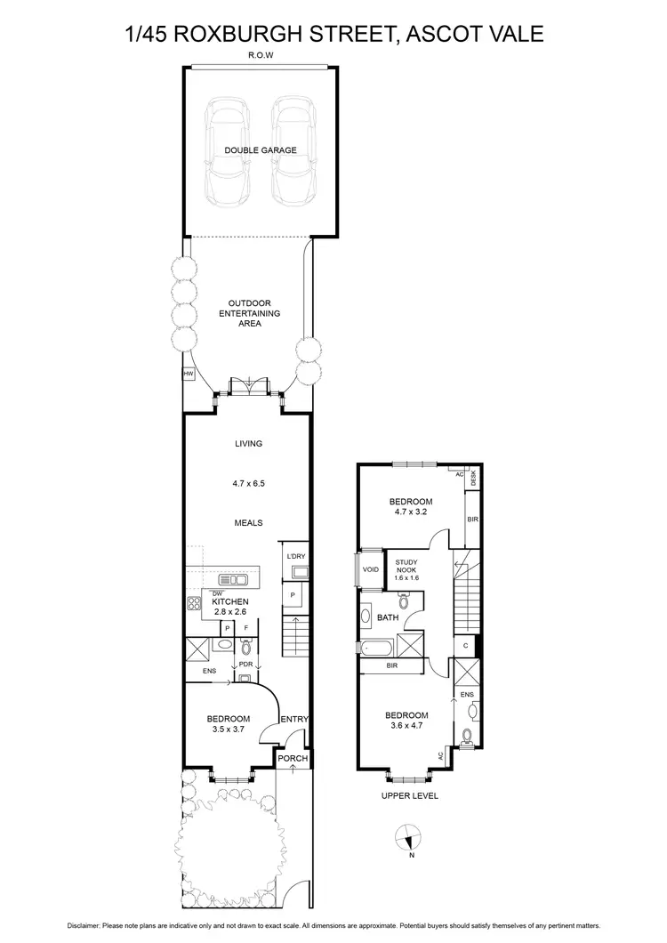 Floorplan of Homely townhouse listing, 45A Roxburgh Street, Ascot Vale VIC 3032
