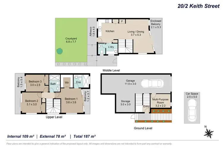 Floorplan of Homely townhouse listing, 2/20 Keith Street, St Lucia QLD 4067