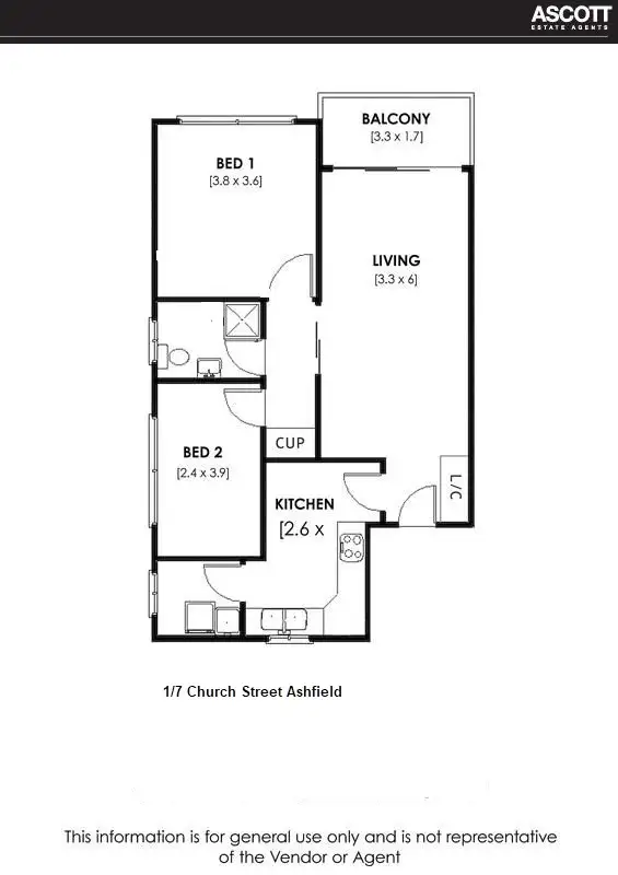Floorplan of Homely apartment listing, 1/7 Church Street, Ashfield NSW 2131