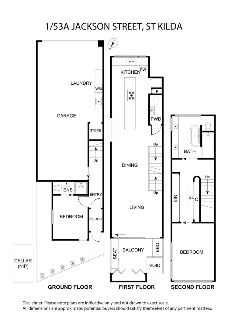 Floorplan of Homely townhouse listing, 1/53A Jackson Street, St Kilda VIC 3182