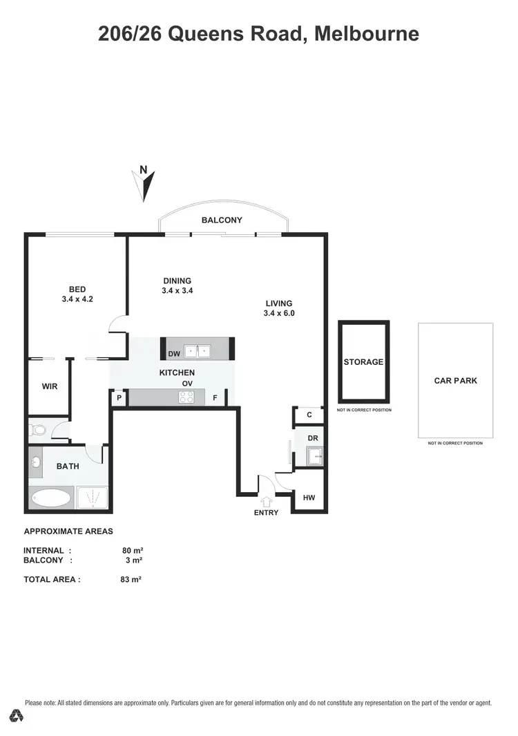 Floorplan of Homely apartment listing, 206/26 Queens Road, Melbourne VIC 3004