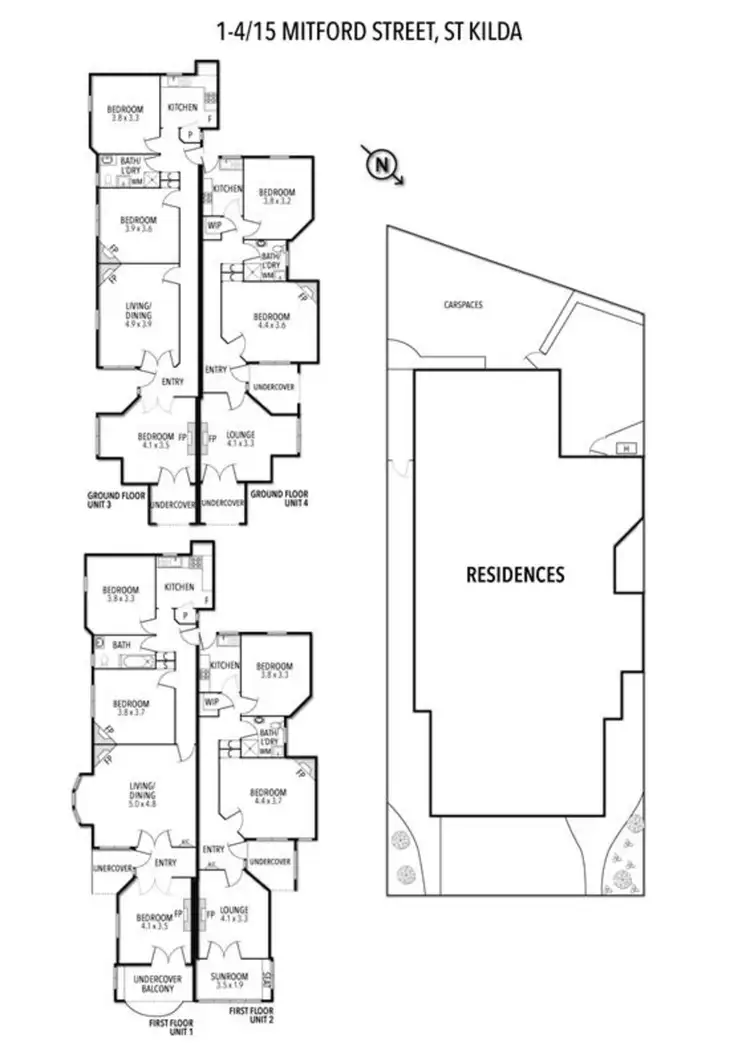 Floorplan of Homely block of units listing, 1-4/15 Mitford Street, St Kilda VIC 3182