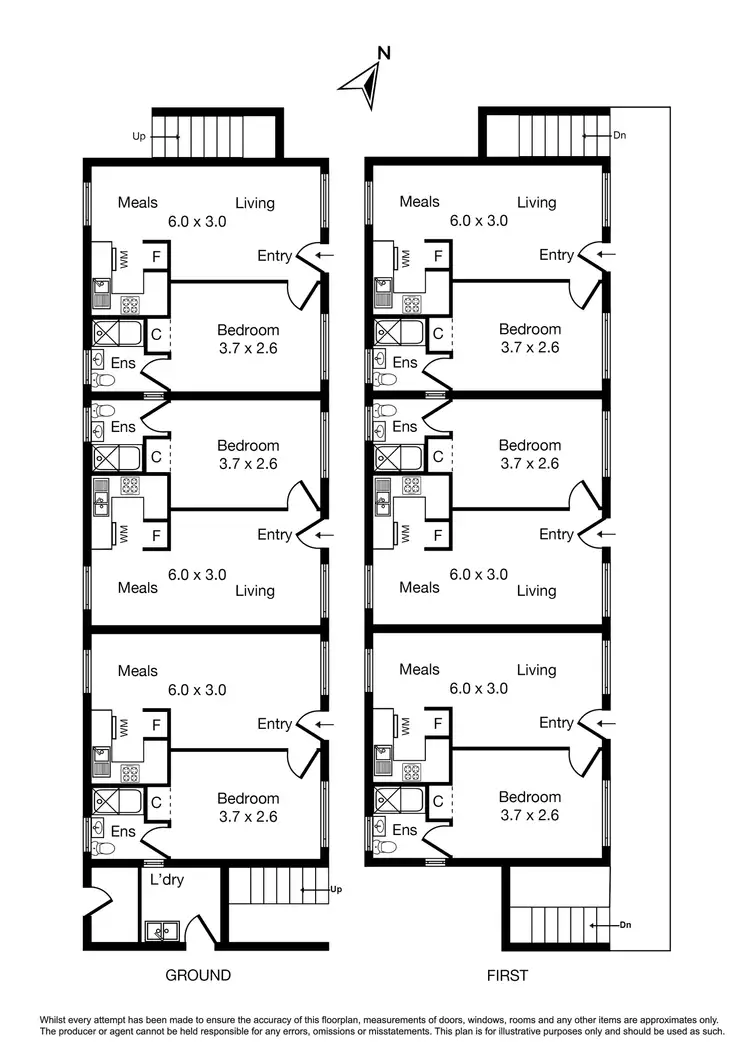 Floorplan of Homely block of units listing, 1-6/5 Clarke Street, Elwood VIC 3184