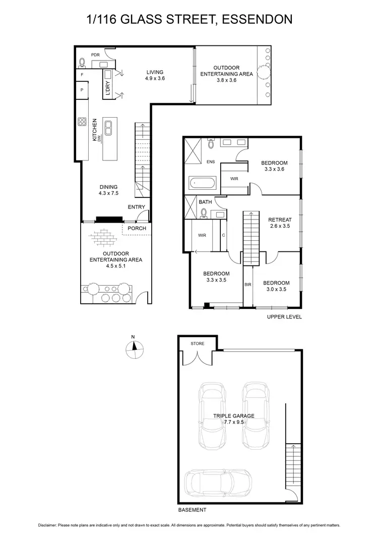 Floorplan of Homely townhouse listing, 1/116 Glass Street, Essendon VIC 3040