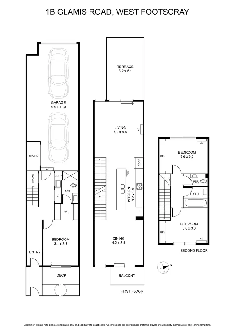 Floorplan of Homely townhouse listing, 1b Glamis Road, West Footscray VIC 3012