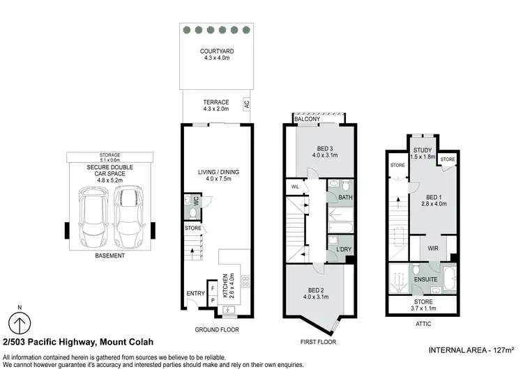 Floorplan of Homely townhouse listing, 2/503 Pacific Highway, Mount Colah NSW 2079