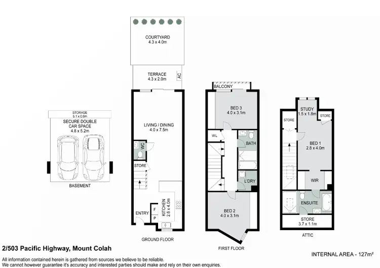 Floorplan of Homely townhouse listing, 2/503 Pacific Highway, Mount Colah NSW 2079