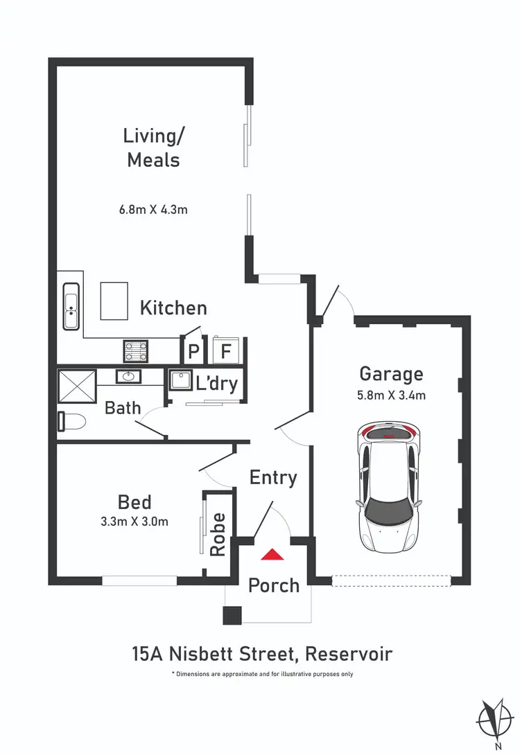 Floorplan of Homely unit listing, 15A Nisbett Street, Reservoir VIC 3073