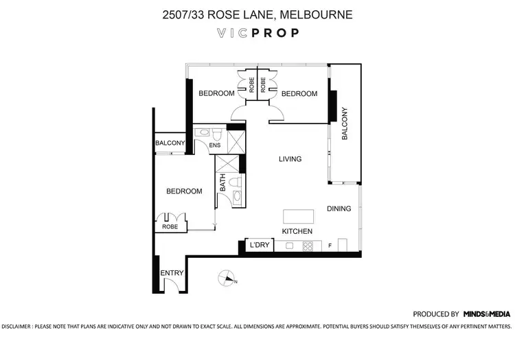 Floorplan of Homely apartment listing, 2507/33 Rose Lane, Melbourne VIC 3000