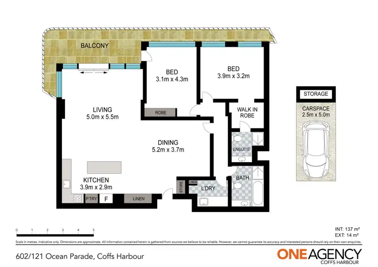 Floorplan of Homely apartment listing, 602/121 Ocean Parade, Coffs Harbour NSW 2450