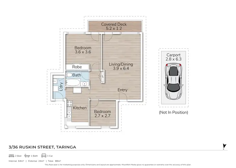 Floorplan of Homely unit listing, 3/36 Ruskin Street, Taringa QLD 4068
