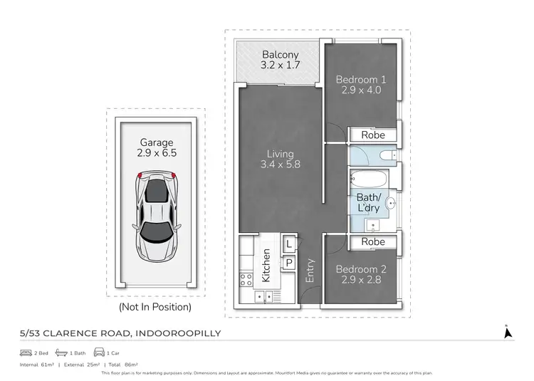Floorplan of Homely unit listing, 5/53 Clarence Road, Indooroopilly QLD 4068