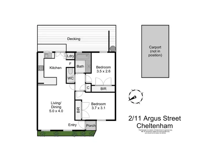 Floorplan of Homely unit listing, 2/11 Argus Street, Cheltenham VIC 3192