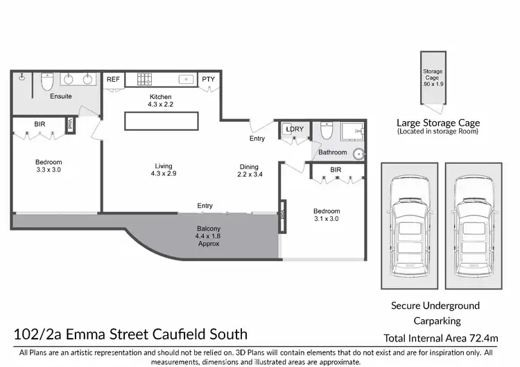 Floorplan of Homely apartment listing, 102/2a Emma Street, Caulfield South VIC 3162