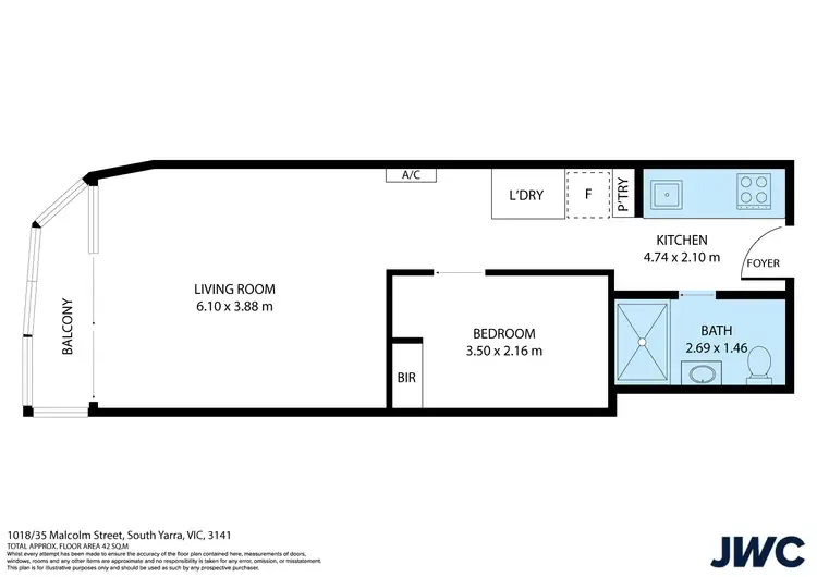 Floorplan of Homely apartment listing, 1018/35 Malcolm Street, South Yarra VIC 3141