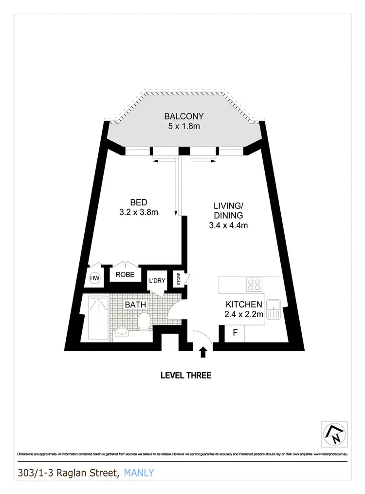 Floorplan of Homely apartment listing, 303/1-3 Raglan Street, Manly NSW 2095