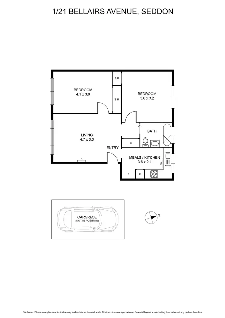 Floorplan of Homely apartment listing, 1/21 Bellairs Avenue, Seddon VIC 3011