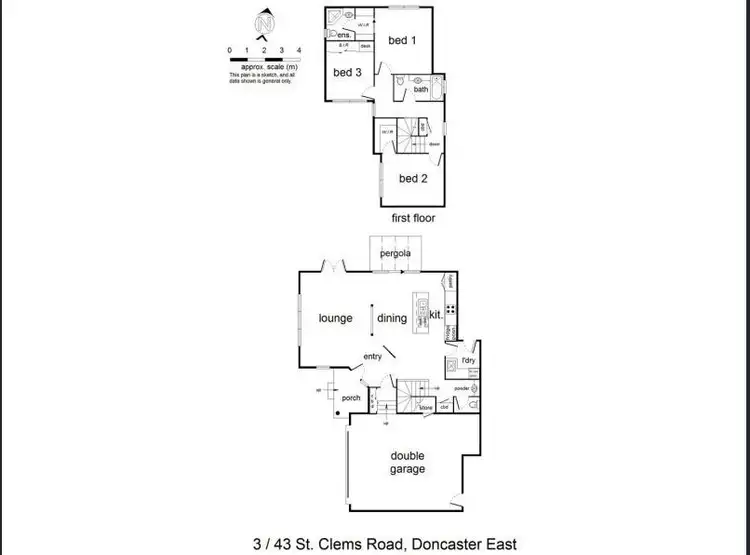 Floorplan of Homely townhouse listing, 3/43 St Clems Road, Doncaster East VIC 3109
