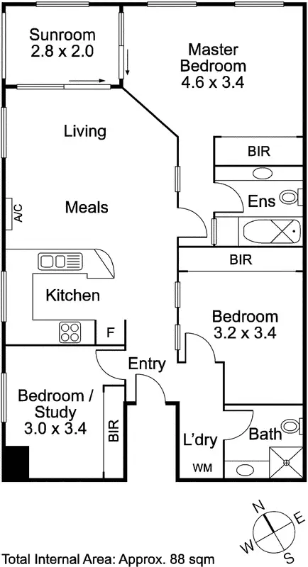 Floorplan of Homely apartment listing, 6/32-38 Bourke Street, Melbourne VIC 3000