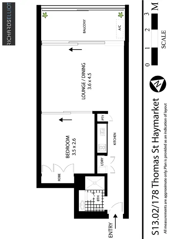 Floorplan of Homely apartment listing, S13.02/178 Thomas Street, Haymarket NSW 2000