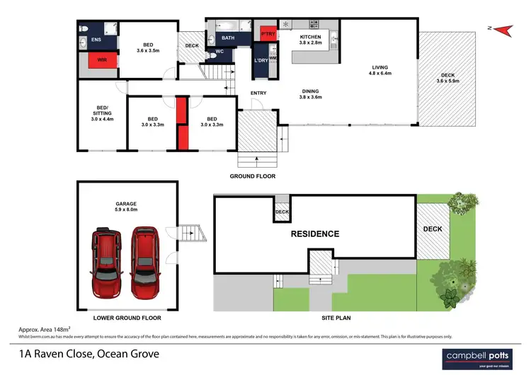 Floorplan of Homely house listing, 1A Raven Close, Ocean Grove VIC 3226