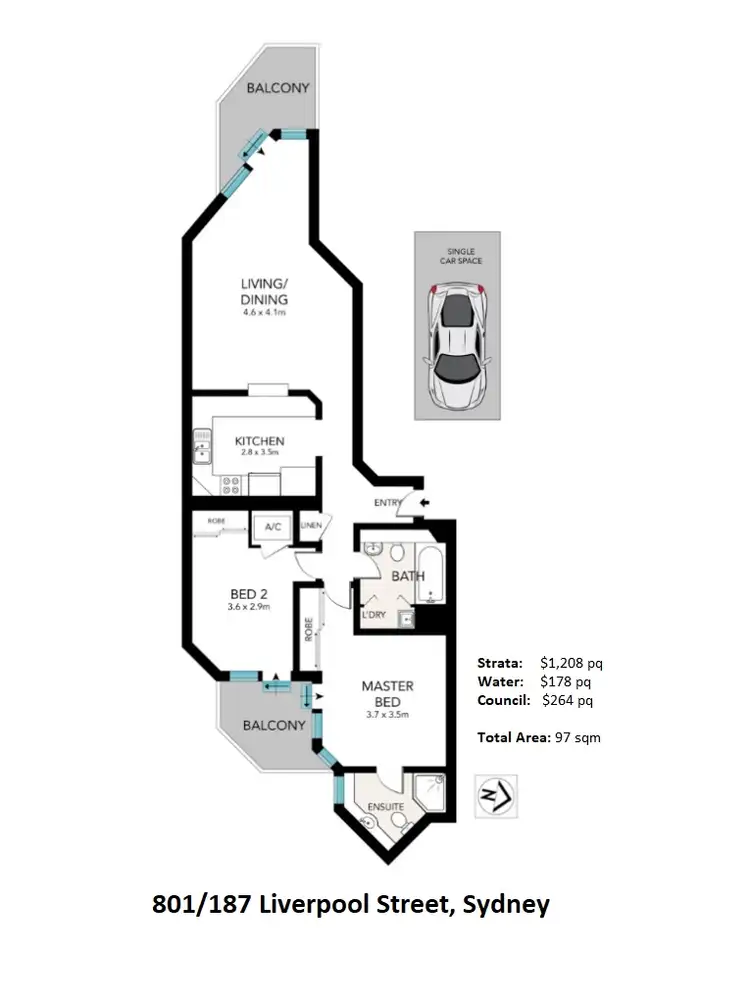 Floorplan of Homely apartment listing, 801/187 Liverpool Street, Sydney NSW 2000