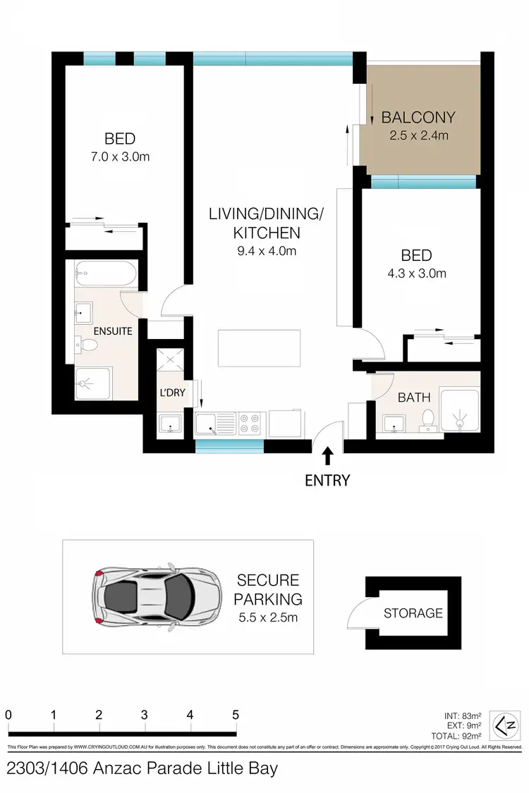 Floorplan of Homely apartment listing, 2303/1406 Galaup Street, Little Bay NSW 2036