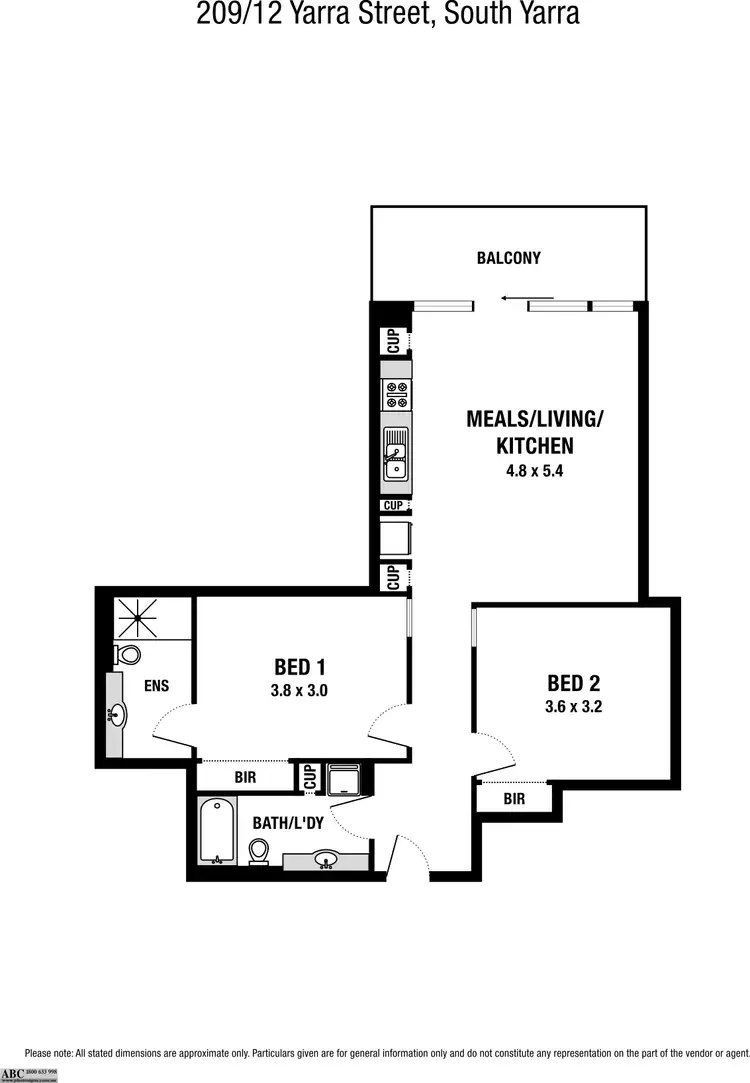 Floorplan of Homely apartment listing, 209/12 Yarra Street, South Yarra VIC 3141