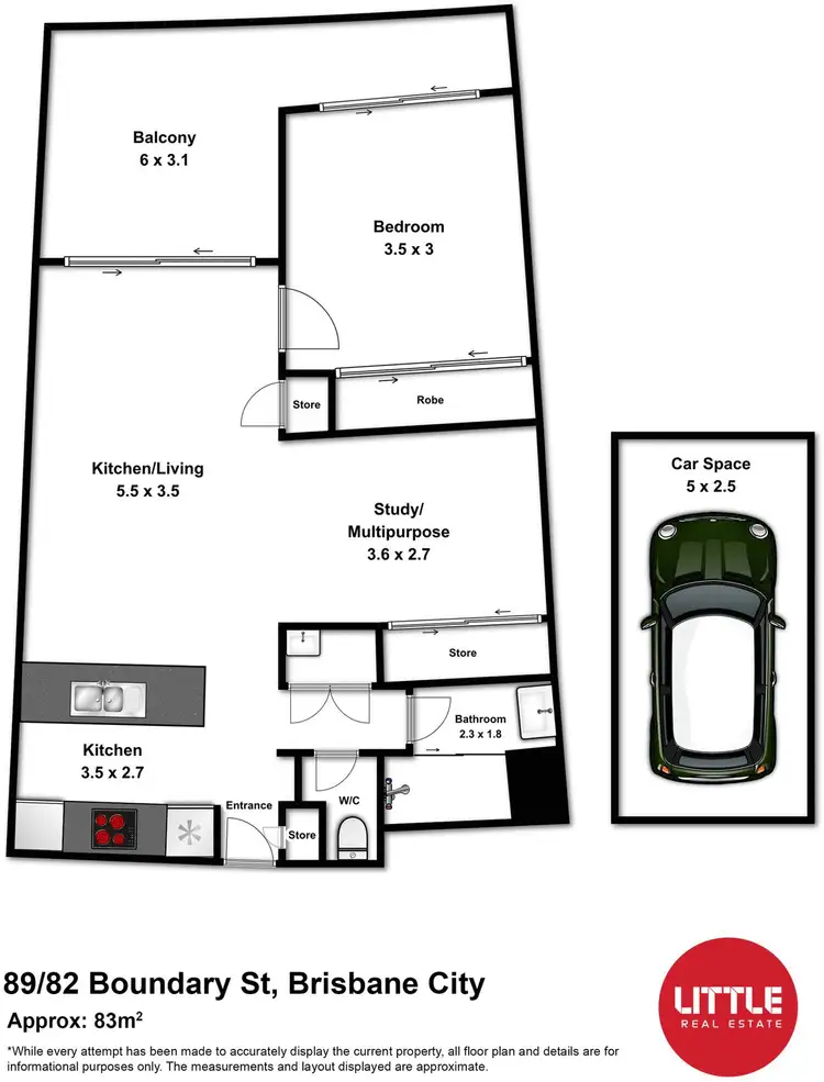 Floorplan of Homely apartment listing, 89/82 Boundary Street, Brisbane QLD 4000