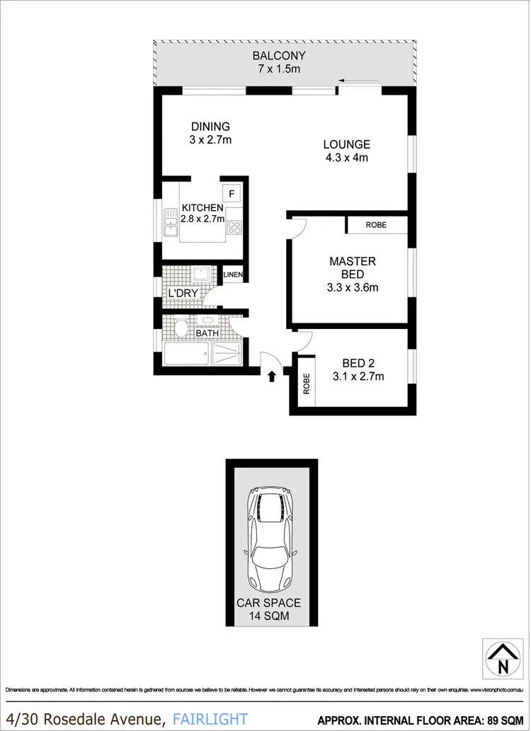 Floorplan of Homely apartment listing, 4/30 Rosedale Avenue, Fairlight NSW 2094