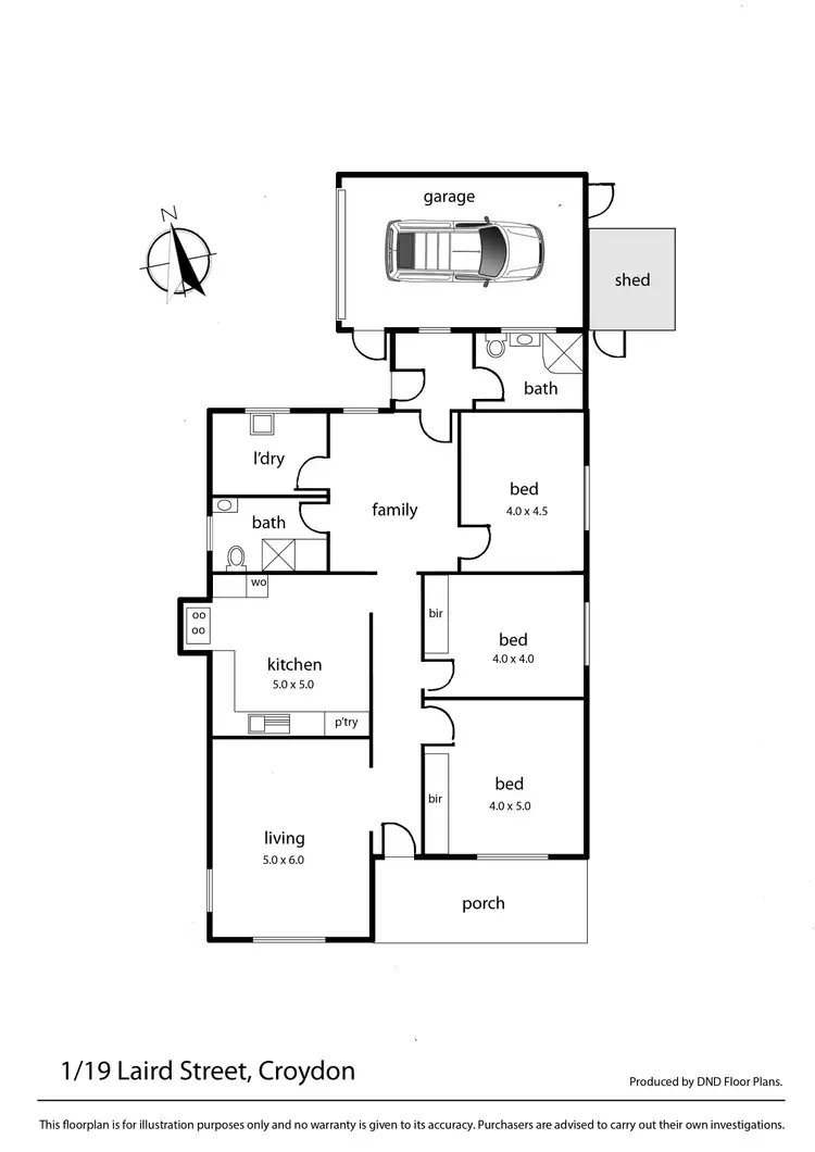 Floorplan of Homely unit listing, 1/19 Laird Street, Croydon VIC 3136