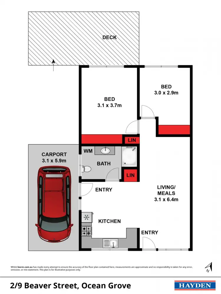 Floorplan of Homely unit listing, 2/9 Beaver Street, Ocean Grove VIC 3226