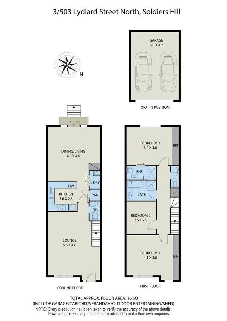 Floorplan of Homely townhouse listing, 3/503 Lydiard Street North, Soldiers Hill VIC 3350