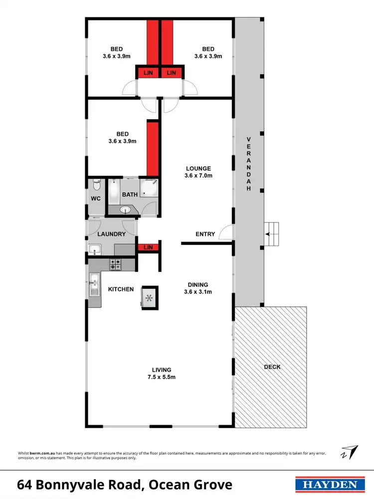 Floorplan of Homely house listing, 64 Bonnyvale Road, Ocean Grove VIC 3226