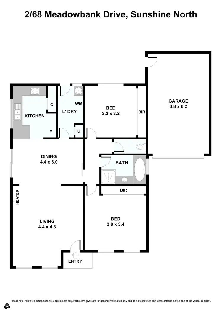 Floorplan of Homely unit listing, 2/68 Meadowbank Drive, Sunshine North VIC 3020