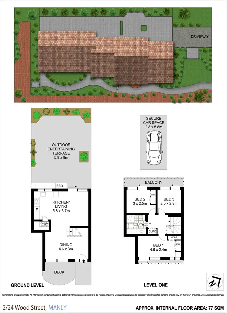 Floorplan of Homely townhouse listing, 2/24 Wood Street, Manly NSW 2095