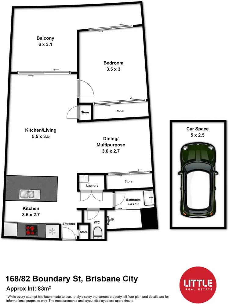 Floorplan of Homely apartment listing, 168/82 Boundary Street, Brisbane QLD 4000