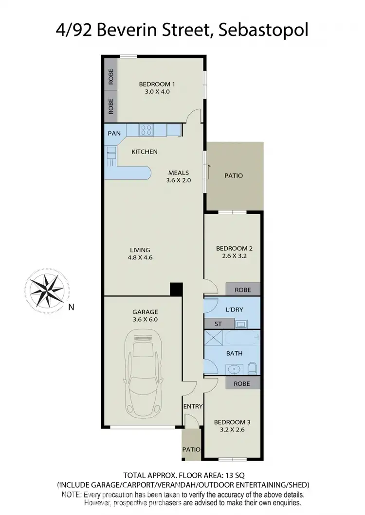 Floorplan of Homely townhouse listing, 4/92 Beverin Street, Sebastopol VIC 3356