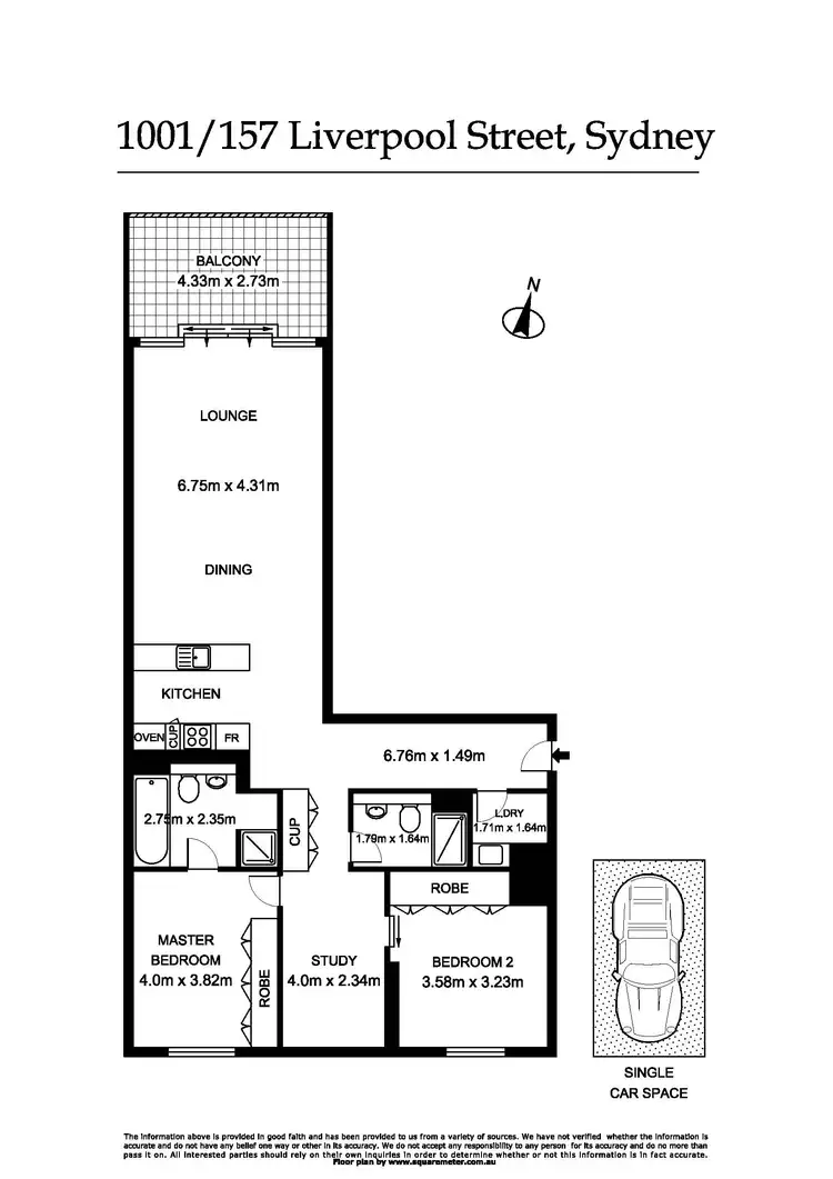 Floorplan of Homely apartment listing, 1001/157 Liverpool Street, Sydney NSW 2000