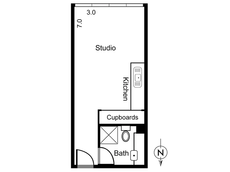 Floorplan of Homely studio listing, 20/117-121 Bouverie Street, Carlton VIC 3053