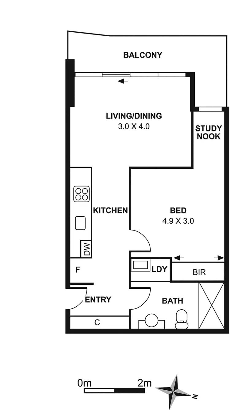 Floorplan of Homely apartment listing, 2409/3 Yarra Street, South Yarra VIC 3141