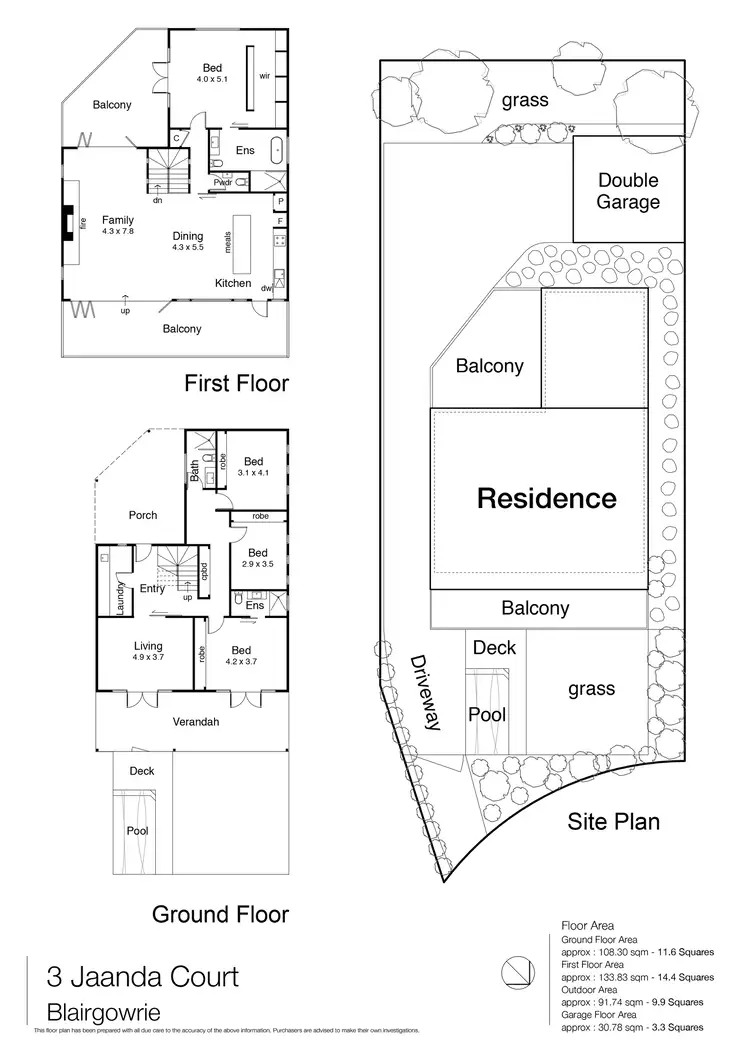 Floorplan of Homely house listing, 3 Jaanda Court, Blairgowrie VIC 3942