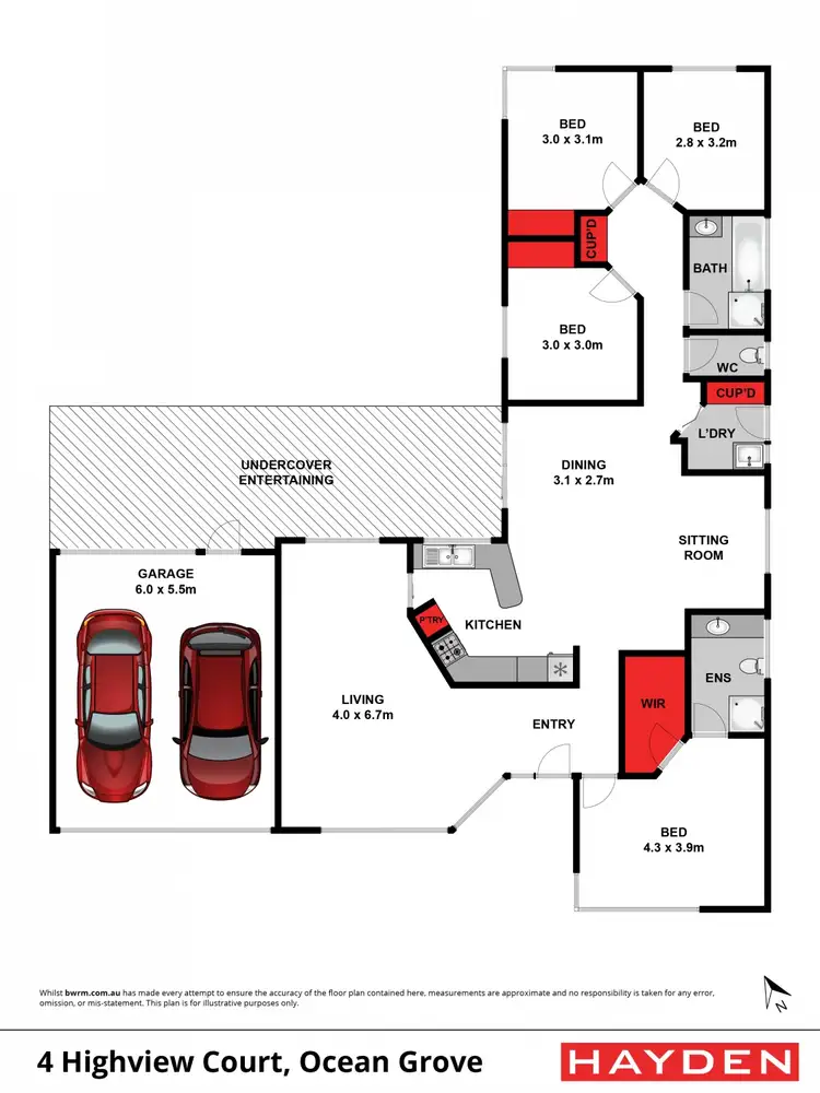 Floorplan of Homely house listing, 4 Highview Court, Ocean Grove VIC 3226