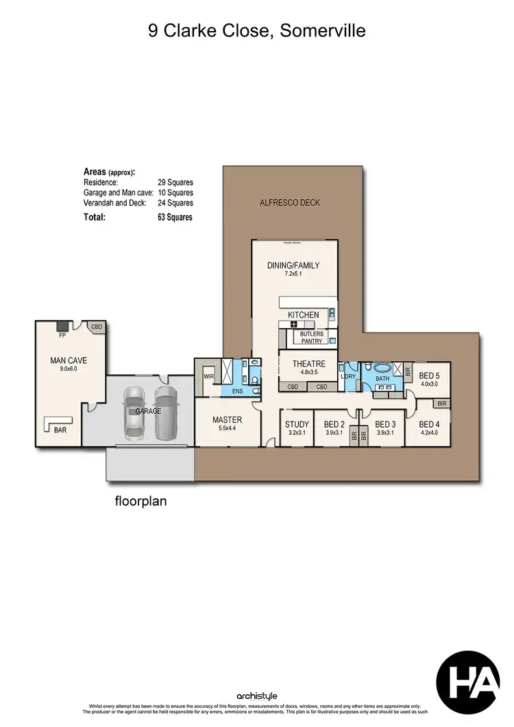 Floorplan of Homely rural property listing, 9 Clarke Close, Somerville VIC 3912