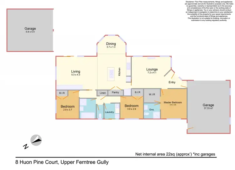 Floorplan of Homely house listing, 8 Huon Pine Court, Upper Ferntree Gully VIC 3156
