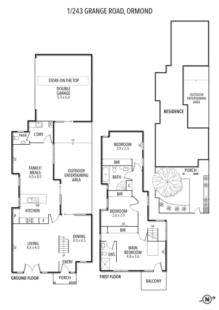 Floorplan of Homely townhouse listing, 1/243 Grange Road, Ormond VIC 3204