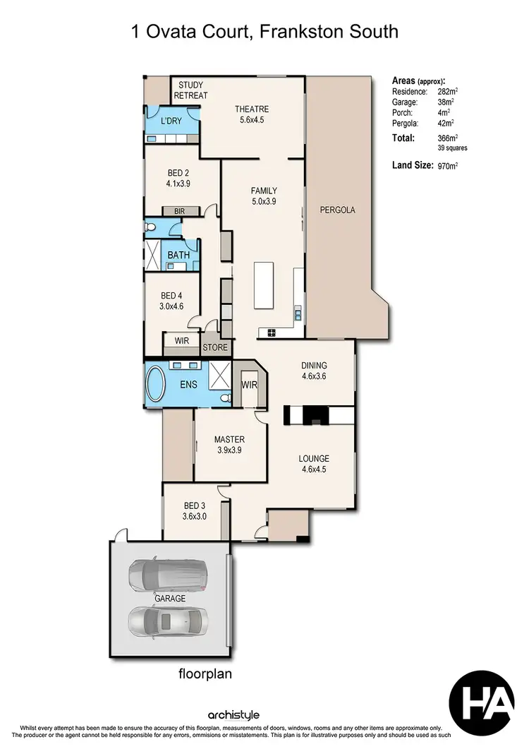 Floorplan of Homely house listing, 1 Ovata Court, Frankston South VIC 3199
